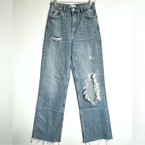 (๑!﹏!๑)

Zara Wide Leg Distressed Ripped Jeans